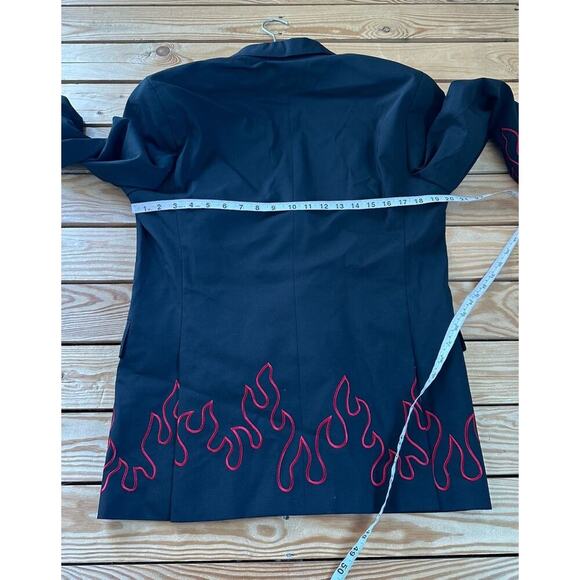 NWT Hugo Double Breasted Button Suit Jacket Size Medium Men’s Black Flame Detail - Picture 9 of 10